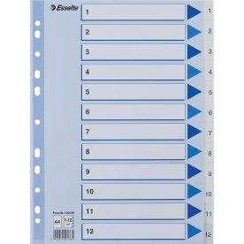 Esselte-register A4 1-12 Plast Vit