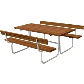 Plus Classic bänkset med ryggstöd, Grundad teak