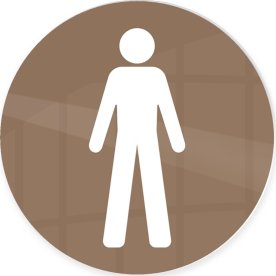 Skylt | Man | Ø10 cm | Brun
