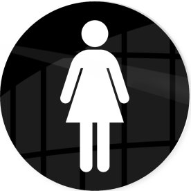 Skylt | Kvinna | Ø10 cm | Svart