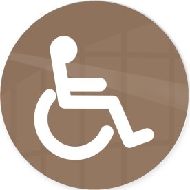 Skylt | Handikapp | Ø10 cm | Brun