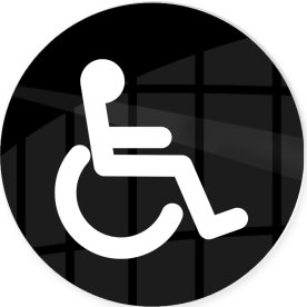 Skylt | Handikapp | Ø10 cm | Svart