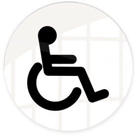 Skylt | Handikapp | Ø10 cm | Vit