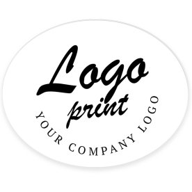 Logotypskylt | Oval | 9x7 cm | Eget tryck | 2-st.