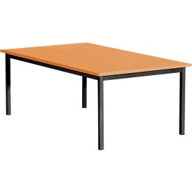 Matsalsbord, 180x80 cm, bok med svart underrede