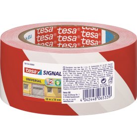 tesa Signal varningstejp | 50 mm x 66 m | Röd/vit