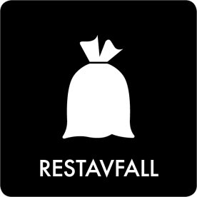 Avfallsklistermärke, Restavfall, Svart