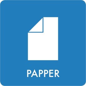 Avfallsklistermärke, Papper, Blå