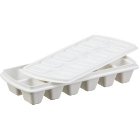 Isbitsbricka med lock, Plast, Vit