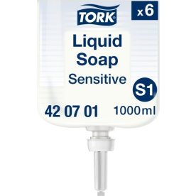 Tork S1 Sensitive tvål, oparfymerad, 1 l
