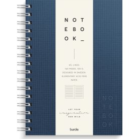 Burde Spiralbok | Textil | A5 | Linje | Mörkblå