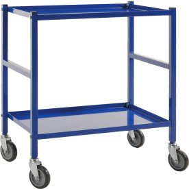 Rullvagn, 2 hyllor, 670x415x760 mm, 150 kg, blå