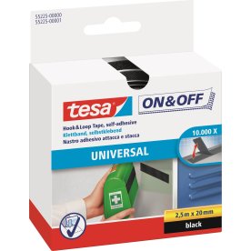 tesa on & off Kardborretejp | 20 mm x 2,5m | Svart
