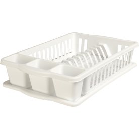 Diskställ med bricka, plast, vit, 39,5x26x8,5cm