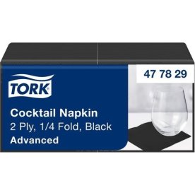 Servett TORK Cocktail 2-lag svart 200/fp