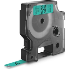 Dymo D1 etikettape, 9 mm, svart på grön