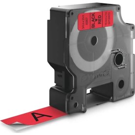 Dymo D1 etikettape, 19 mm, svart på röd