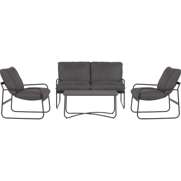 Theodor Sofas&aelig;t med hynder, 4 dele, sort/gr&aring;